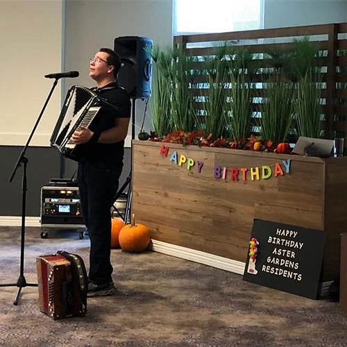 A man singing on birthday party
